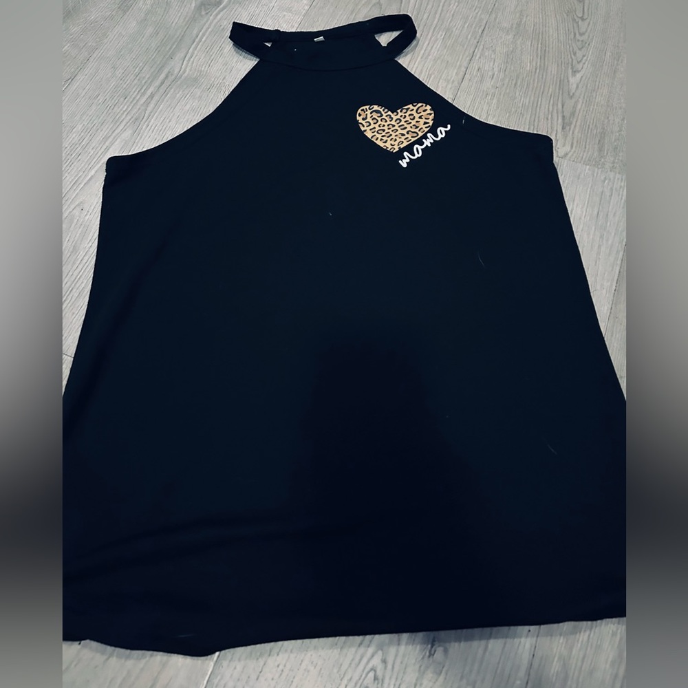 Black Halter Top with Heart Detail